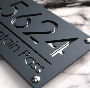 Modern Laser Cut  Personalised Address Plaque House Number Sign