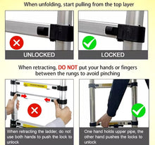 Load image into Gallery viewer, 3.8Metre Telescopic Ladder Aluminium Extension Ladders