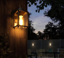 Load image into Gallery viewer, Vintage Style Outdoor Wall Light Black Metal Glass Lantern Wall Lamp
