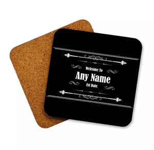 Personalised Home Bar Kit. Runner, Bottle Opener & Coasters Gift Set ADD YOUR NAME TEXT