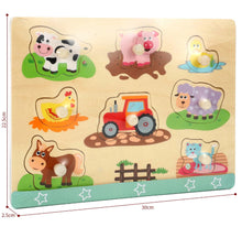 Load image into Gallery viewer, Wooden Farm Animals Peg Puzzles Board Jigsaw Educational Toy