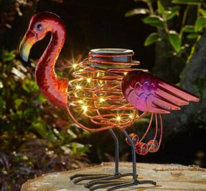 Solar Powered Flamingo Spiral Light Outdoor Garden