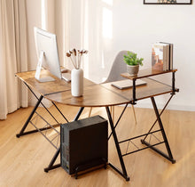 Load image into Gallery viewer, L-Shaped Corner Computer Desk PC Table Workstation W/ Monitor Stand &amp; Host Tray