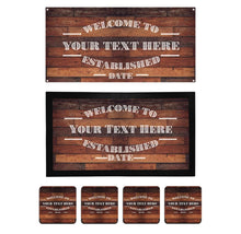 Load image into Gallery viewer, Personalised Home Bar Kit • Runner, Metal Sign, 4 Drinks Coasters Set