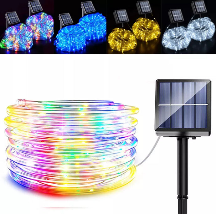 Solar Powered Rope LED String Lights Waterproof Outdoor Garden Patio