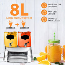 Load image into Gallery viewer, 2 x 4 Litre Glass Beverage Drinks Dispenser on Stainless Steel Base