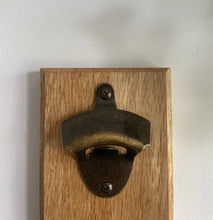 Load image into Gallery viewer, Personalised Solid Oak Bottle Opener Wall Mounted