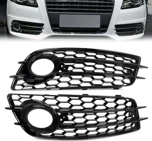 Black Honeycomb Front Fog Light Grille Covers For AUDI A4 B8 S-Line S4 2008-2012