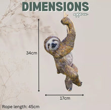 Load image into Gallery viewer, Hanging Sloth On Rope Garden Ornament