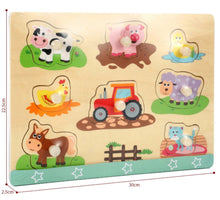 Load image into Gallery viewer, Wooden Farm Animals Peg Puzzles Board Jigsaw Educational Toy