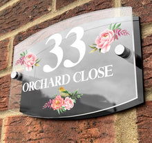 Load image into Gallery viewer, Personalised Floral Anthracite House Sign Plaque