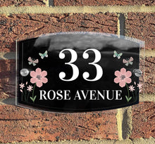 Load image into Gallery viewer, Personalised Floral Anthracite House Sign Plaque