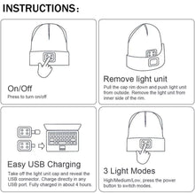 Load image into Gallery viewer, Beanie Hat with Rechargeable LED Light