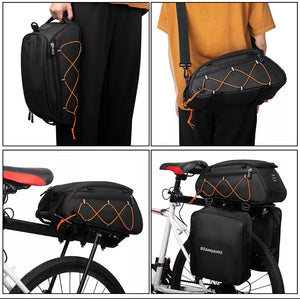 3 In 1 Bike Pannier Bag Bicycle Rear Rack Bag Seat Carrier Set Waterproof