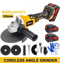 Load image into Gallery viewer, 21V 125mm Brushless Cordless Angle Grinder Cutter 2 Batteries &amp; 5 Discs
