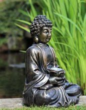 Load image into Gallery viewer, Garden Ornament Solar Buddha Brass Effect Outdoor or Indoor Statue