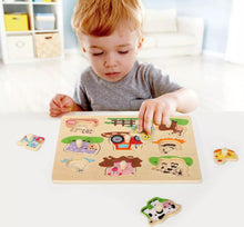 Load image into Gallery viewer, Wooden Farm Animals Peg Puzzles Board Jigsaw Educational Toy
