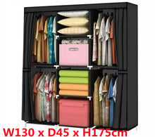 Load image into Gallery viewer, Canvas Wardrobe With Hanging Rail Shelving Fabric Clothes Storage