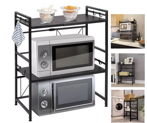 3 Tier Adjustable Microwave Rack Stand Storage Kitchen Shelf