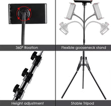 Load image into Gallery viewer, Phone Tripod Stand with Gooseneck 170cm