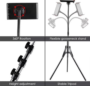 Phone Tripod Stand with Gooseneck 170cm