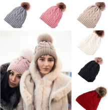 Load image into Gallery viewer, Winter Bobble Pom Pom Beanie Hat Ski Cable Knitted Hat