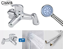 Load image into Gallery viewer, Bathroom Chrome Sink Bath Tap Shower Mixer with Hand Held Shower