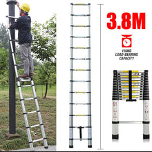 Load image into Gallery viewer, 3.8m Metre Telescopic Ladder 12.5ft Aluminium Extension Ladders