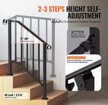 Load image into Gallery viewer, 2-3 Step Handrails for Outdoor Black Stainless Steel