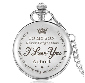 Personalised Pocket Watch "To MY SON" Quartz Watch with Chain