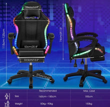 Load image into Gallery viewer, Reclining Gaming Chair with Footrest &amp; Bluetooth Speakers &amp; RGB LED Light