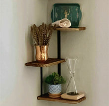 Load image into Gallery viewer, 3 Tier Corner Shelf Modern Floating Wall Shelves