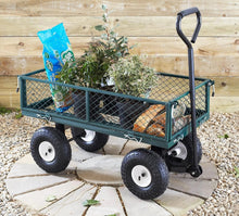 Load image into Gallery viewer, Heavy Duty Metal Green Garden Cart Utility Trolley