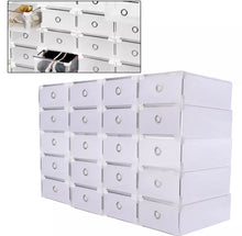 Load image into Gallery viewer, 20 x Clear Plastic Shoe Storage Boxes Stackable Foldable Box Organiser