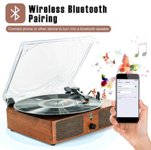 Load image into Gallery viewer, Vinyl Record Player Retro Style Turntable with Built-in Speakers Bluetooth Aux