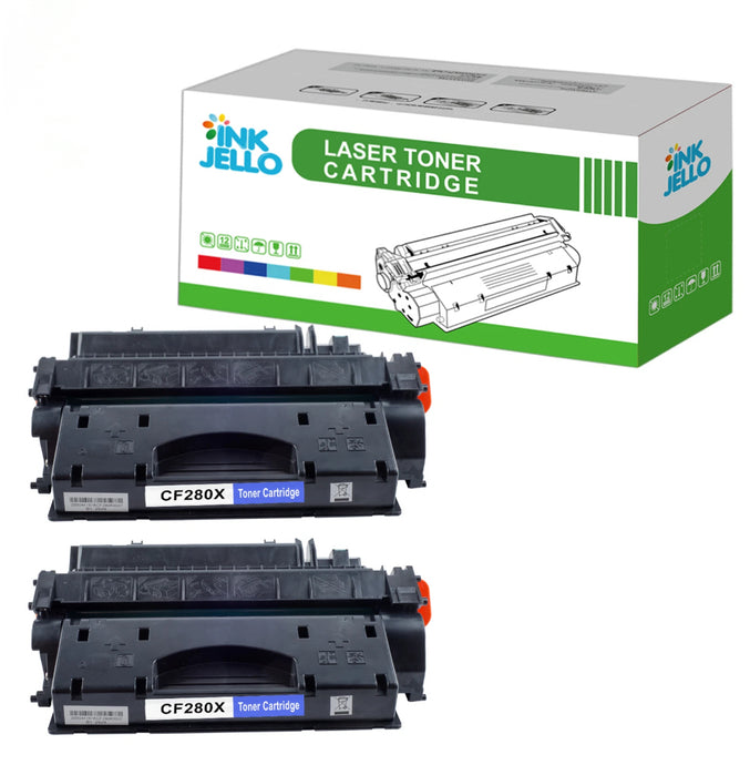 2 x Black CF280X Toner Cartridge For HP LaserJet Pro M401dw 400 M401n