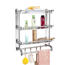 Load image into Gallery viewer, 3 Tier Stainless Steel Bathroom Towel Rail Rack Wall Mount Shelf