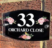 Load image into Gallery viewer, Personalised Floral Anthracite House Sign Plaque