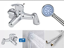 Load image into Gallery viewer, Bathroom Chrome Sink Bath Tap Shower Mixer with Hand Held Shower
