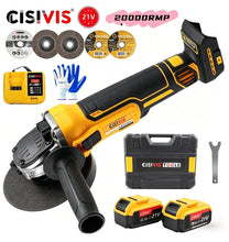 Load image into Gallery viewer, 21V 125mm Brushless Cordless Angle Grinder Cutter 2 Batteries &amp; 5 Discs
