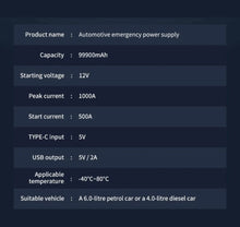 Load image into Gallery viewer, Car Jump Starter Pack Battery Charger Power Bank