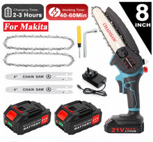 Load image into Gallery viewer, 8 inch Cordless Mini Chainsaw 8” with 2 Batteries