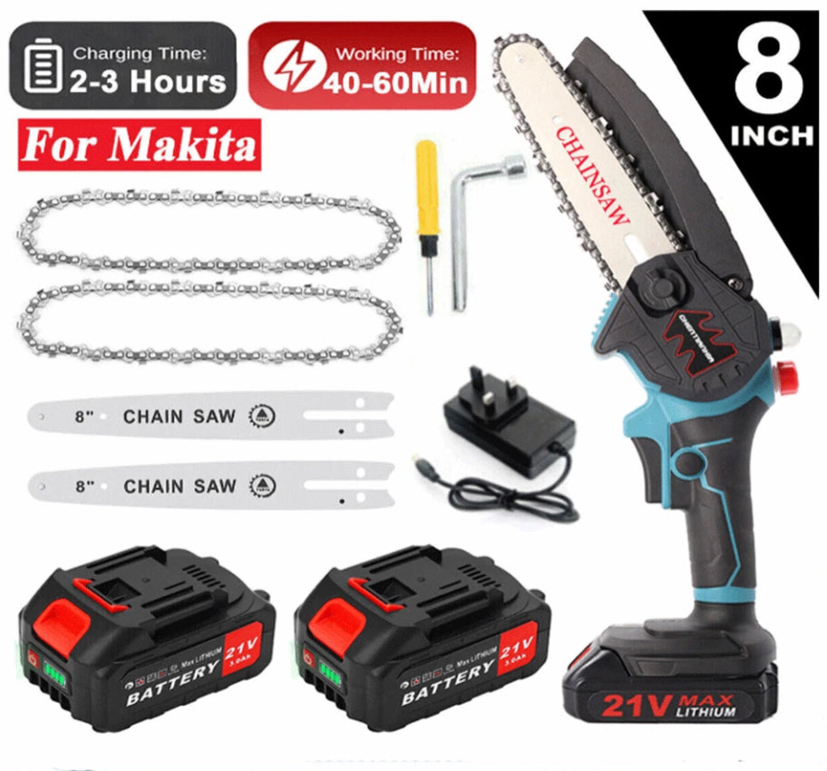 8 inch Cordless Mini Chainsaw 8” with 2 Batteries