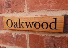 Load image into Gallery viewer, Personalised Oak House Sign, Carved, Custom Engraved Outdoor Wooden Name Plaque