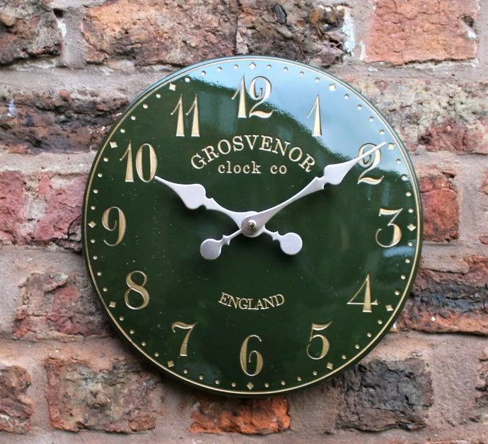 Outdoor Garden Station Green Wall Clock 12”