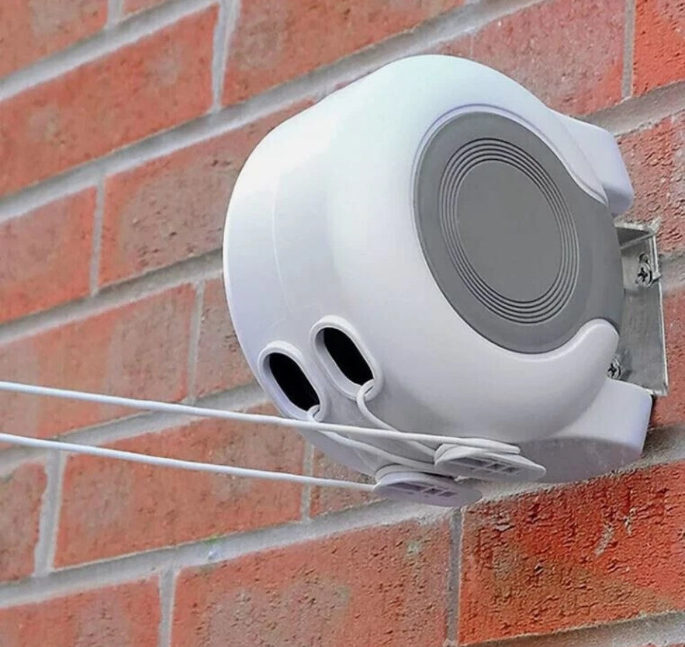 30m Retractable Clothes Reel Double Washing Line Wall Mounted Outdoor