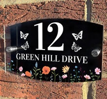 Load image into Gallery viewer, Personalised Floral Anthracite House Sign Plaque