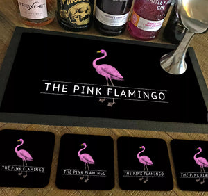 Personalised Bar Runner / Runner & Coasters Set • Your Logo Home Bar
