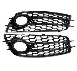 Black Honeycomb Front Fog Light Grille Covers For AUDI A4 B8 S-Line S4 2008-2012