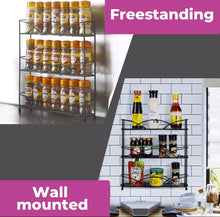 Load image into Gallery viewer, Black 3 Tier Free Standing Spice Rack Storage